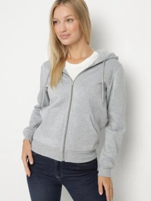 Szara Rozpinana Bluza z Kapturem Bawełną i Sznurkami Viltara swest