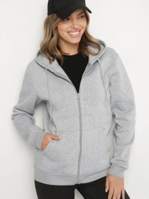 Szara Rozpinana Bluza z Kapturem Typu Oversize Diosa Swest