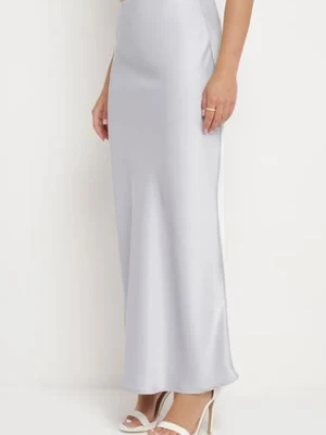 Szara Satynowa Spódnica Maxi Shapas