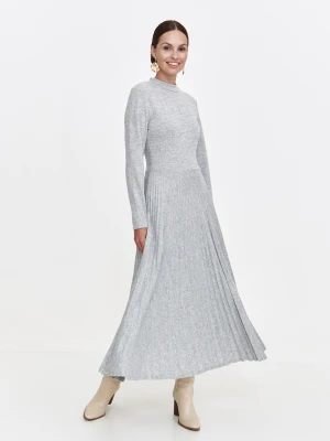 Szara sukienka maxi z plisowanym dołem Top Secret