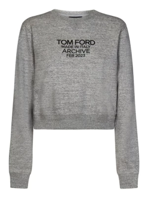 Szara Sweter z Wypustkami Tom Ford