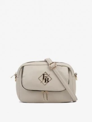 Szara Torebka Listonoszka z Ozdobą Aplikacją Idalestia caely