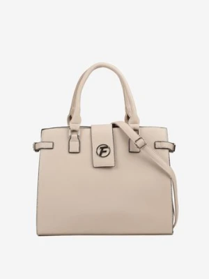 Szara Torebka Ozdobiona Klapą i Metaliczną Wstawką Jonavia fashion&bags