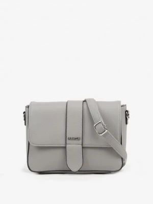 Szara Torebka Typu Listonoszka z Klapą Zdobiona Aplikacją Niraline francis