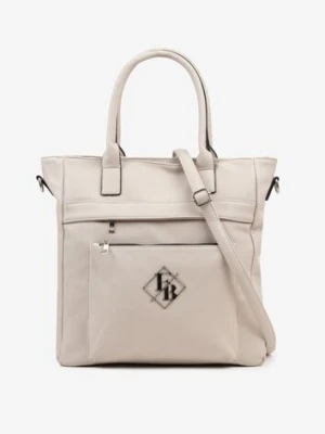 Szara Torebka Typu Shopper z Paskiem Crossbody Zdobiona Aplikacją Idaniela