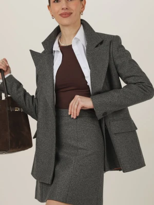 Szara  trapezowa spódnica mini z wełny z kaszmirem - Eliot LAÏF