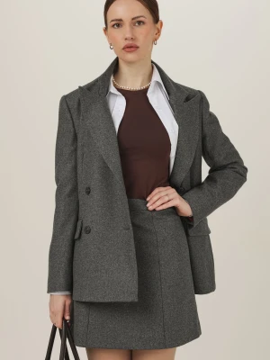 Szara  trapezowa spódnica mini z wełny z kaszmirem - Eliot LAÏF