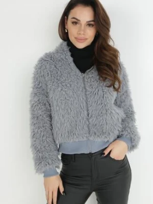 Szara Wełniana Kurtka z Kapturem Siedla j&x