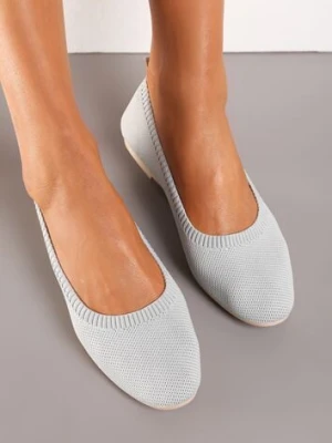 Szare Balerinki z Okrągłym Noskiem i Materiałową Cholewką Mililena