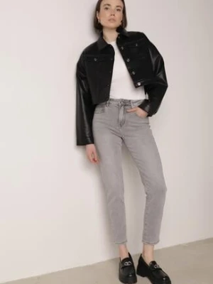 Szare Bawełniane Jeansy Regular Fit z Elastycznego Denimu Timarose