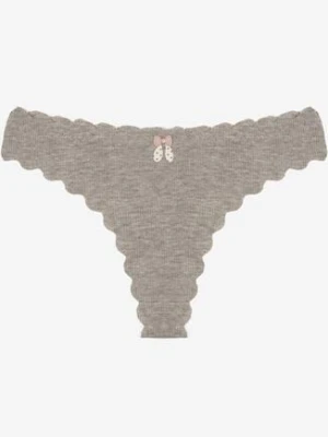Szare Bawełniane Majtki Stringi z Prążkowanej Tkaniny Eziane