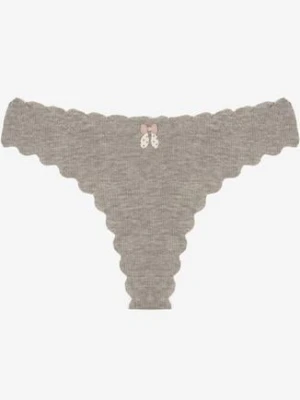 Szare Bawełniane Majtki Stringi z Prążkowanej Tkaniny Eziane