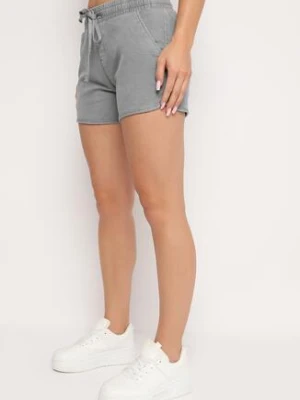 Szare Bawełniane Szorty z Gumką w Talii Cazorea