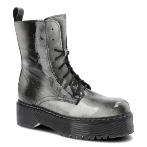 Szare Botki Lemar Damskie Skórzane Wygodne Obuwie