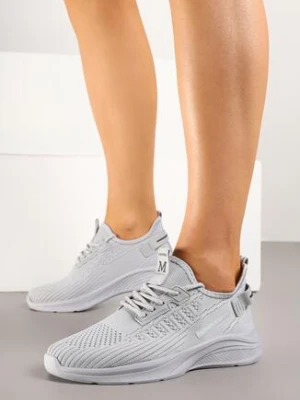 Szare Buty Sportowe Sneakersy z Napisami i Tłoczeniem Odalira