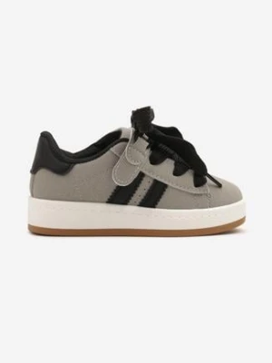 Szare Buty Sportowe Sneakersy z Ozdobnymi Paskami Annivias