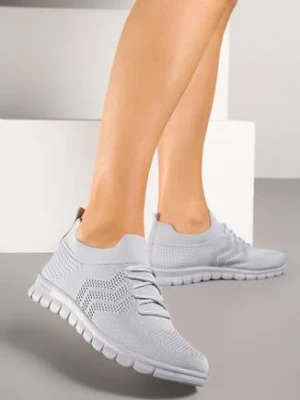 Szare Buty Sportowe Sneakersy z Siateczkową Cholewką Turiselle