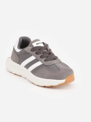 Szare Buty Sportowe Sneakersy z Zapięciem na Rzep ze Skórzaną Wkładką Myrietara Apawwa