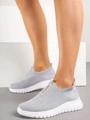 Szare Buty Sportowe z Elastyczną Cholewką Clezenne