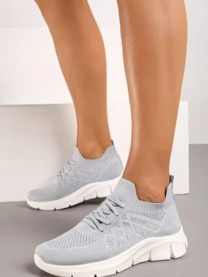 Szare Buty Sportowe z Elastyczną Wsuwaną Cholewką i Wkładką ze Skóry Naturalnej Rantia