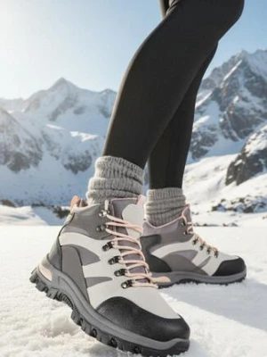 Szare Buty Trekkingowe Trapery Vices Ozdobione Przeszyciami Narrive