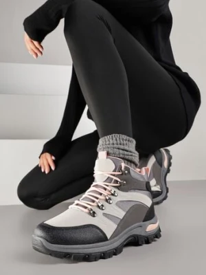 Szare Buty Trekkingowe Trapery Vices z Geometrycznym Wzorem Norrive