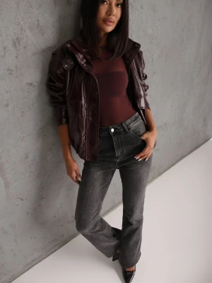 Szare Casualowe Jeansy Dzwony Regular Waist z Bawełną Meilyn Milas91