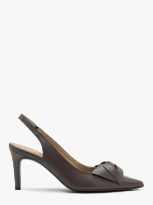 Szare czółenka slingback z kokardą OFELIA Ryłko