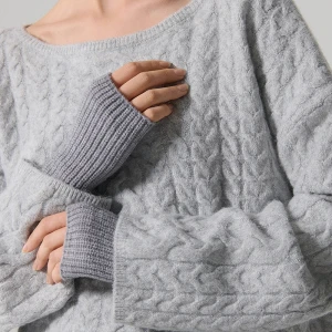 Szare dzianinowe rękawiczki bez palców House