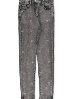Szare dżinsy z wzorem EyeStar dla dziewcząt Chiara Ferragni Collection