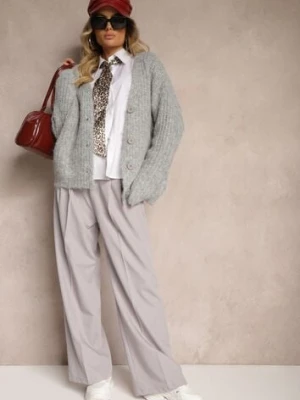 Szare Eleganckie Spodnie Garniturowe z Wysokim Stanem Lainiva bisou's project