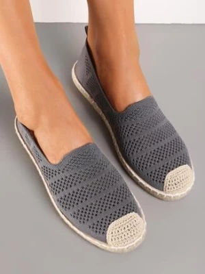 Szare Espadryle z Ażurowej Siateczki Ozdobione Plecionką Lanivesa