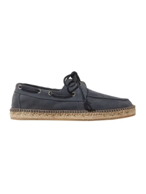 Szare Espadryle z Zamszu w Stylu Boat-Shoe Scarosso