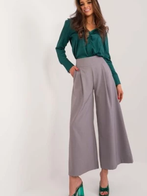 Szare garniturowe spodnie damskie typu culotte Italy Moda