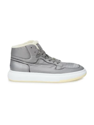 Szare High-Topowe Futrzane Sneakersy MM6 Maison Margiela