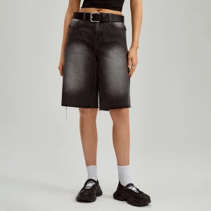 Szare jeansowe bermudy z przetarciami House