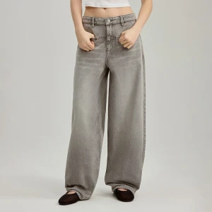 Szare jeansy baggy fit mid waist House