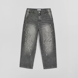 Szare jeansy baggy fit z motywem tribal House