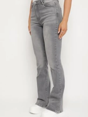 Szare Jeansy Dzwony z Wysokim Stanem Talunea hello miss
