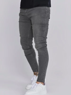 Szare jeansy męskie distressed skinny SikSilk