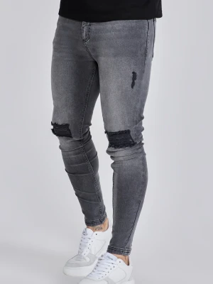 Szare jeansy męskie distressed skinny SikSilk