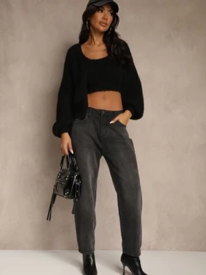 Szare Jeansy Mom Fit High Waist Ralima