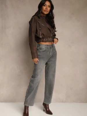 Szare Jeansy Mom Fit High Waist Ralineva milas91