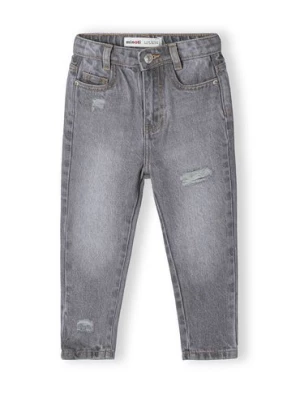 Szare jeansy o luźnym kroju dziewczęce z przetarciami Minoti