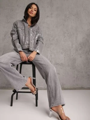 Szare Jeansy Wide Leg High Waist z Bawełną i Dodatkiem Wiskozy Rhenerila milas91