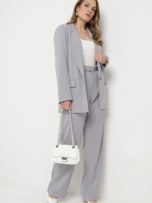 Szare Klasyczne Spodnie z Kieszeniami i Prostą Nogawką Trisonore retro & icone