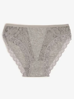 Szare Koronkowe Figi Majtki z Bawełny Eaelia han