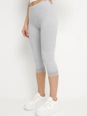 Szare Legginsy Bawełniane z Elastyczną Gumką i Koronką na Nogawkach Efrine glo-story