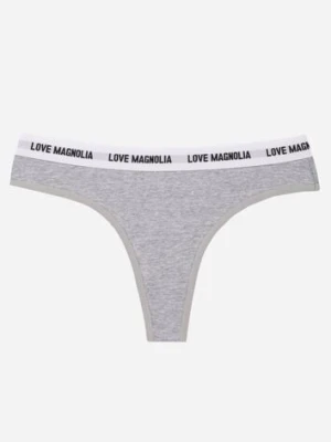 Szare Majtki Stringi z Bawełną Ozdobione Napisami Amero