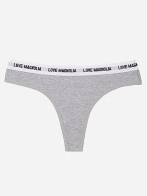 Szare Majtki Typu Stringi z Bawełną i Napisami Veza